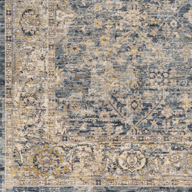 Gorsuch Oriental Machine Woven Slate/Beige Area Rug, Rectangle 2'7" x 4'