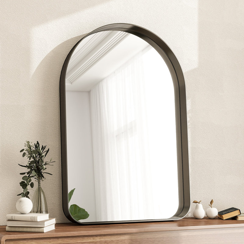 Miroir mural arqué pour salle de bain, 30 po x 20 po, Noir