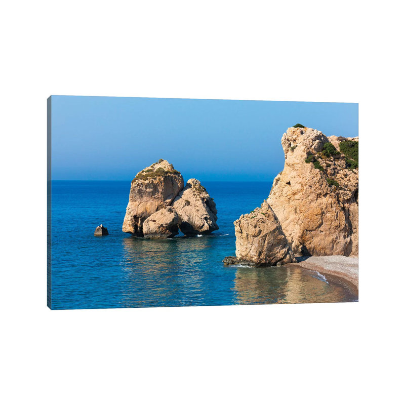 The Rock Of Aphrodite In The Mediterranean, Paphos (Pafos), Republic Of Cyprus by Keren Su - Wrapped Canvas Print