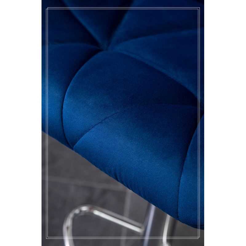 Tabouret de bar Breni Velvet Diamond, Bleu