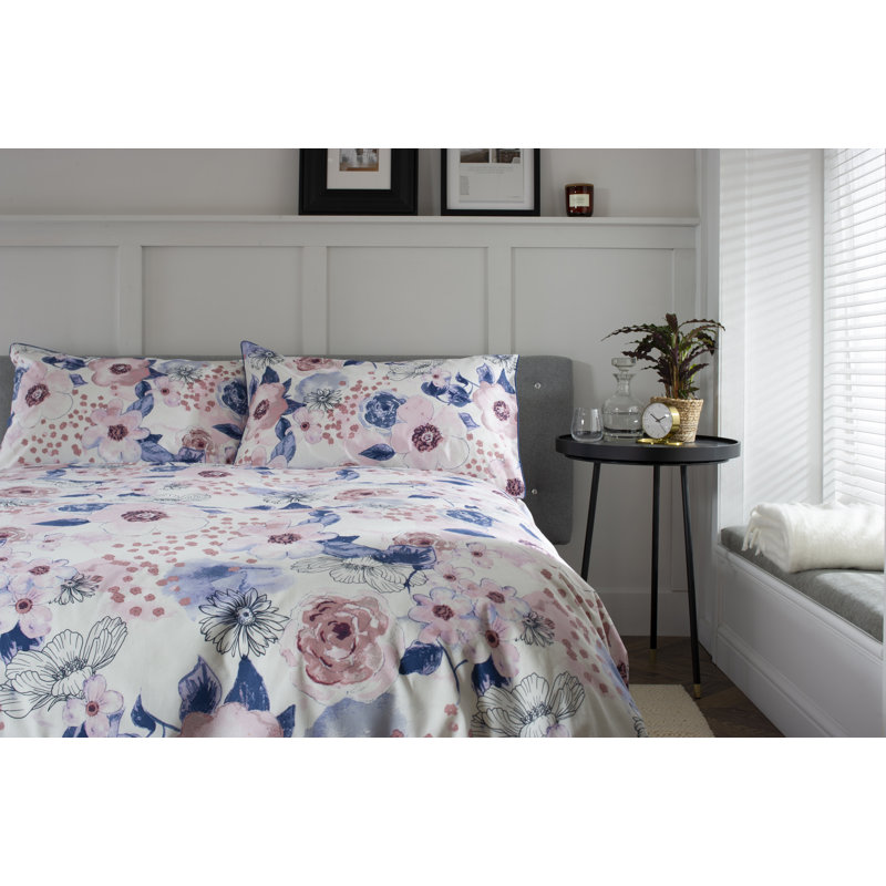 Cotton Floral Duvet Cover Set with Pillowcases Included, Single - 1 Standard Pillowcase