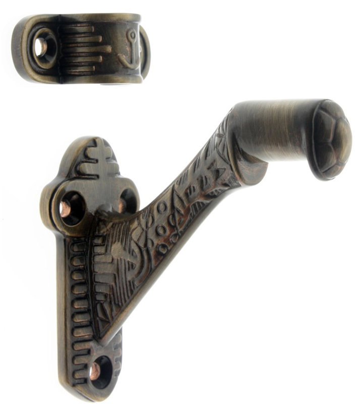 Windsor Solid Brass Hand Rail Bracket, Bright Copper