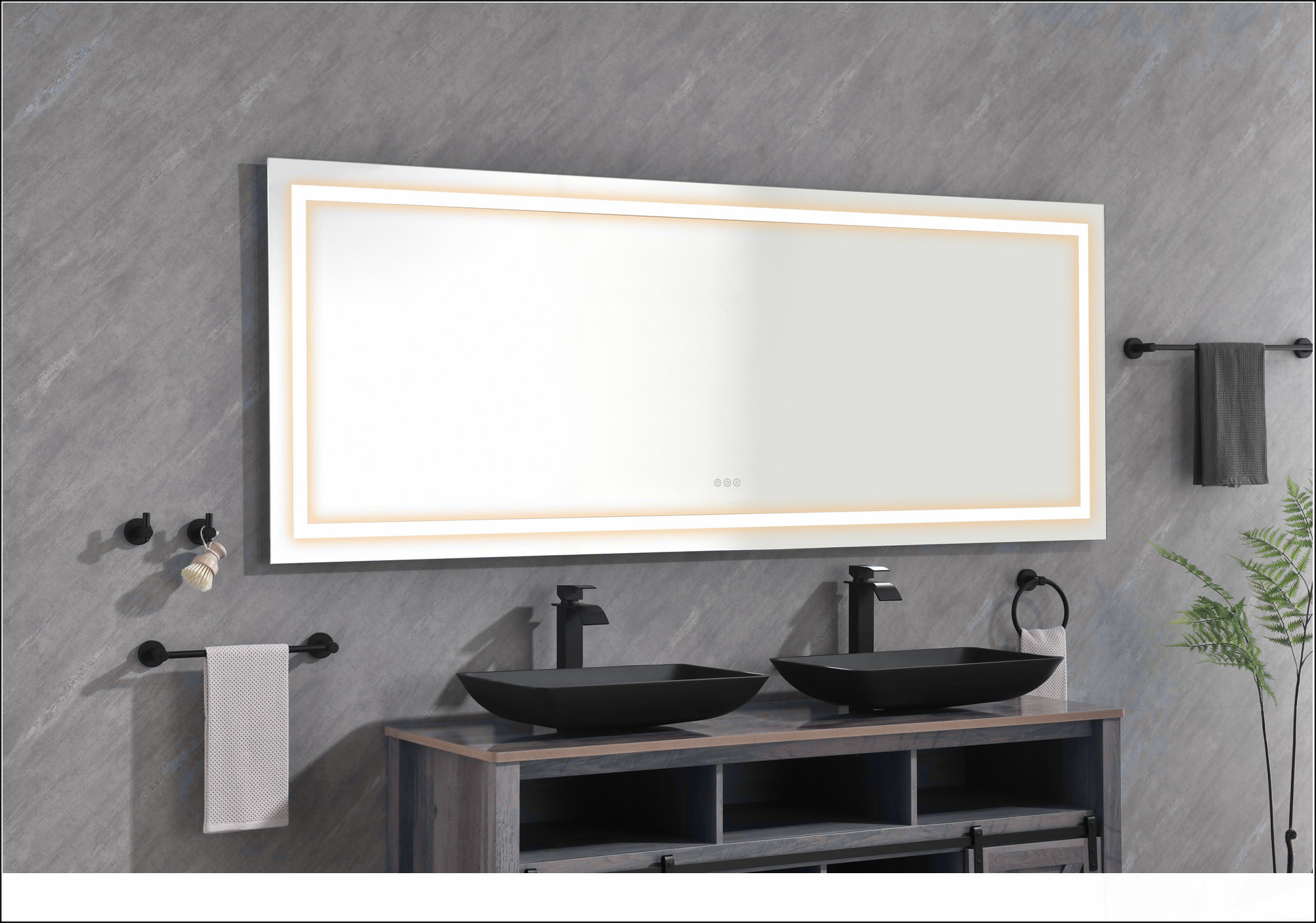72x32 Inch LED Bathroom Mirror with 3 Color Modes