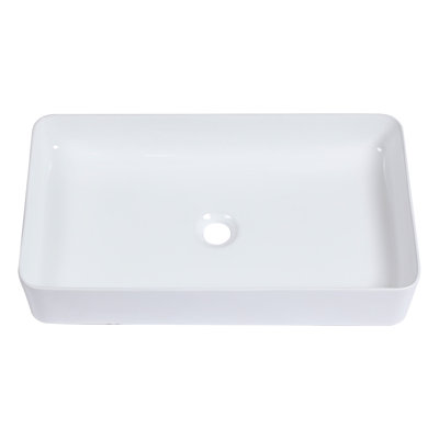 Quality 24X14 Ceramic Rectangular Vessel Sink - White, Smooth, For Various Areas 24"X14" White Rectangular, Stain , Easy Installation Any Space