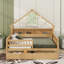 Lits plateforme en bois pleine grandeur avec DEL, tablettes de rangement, tiroirs et garde-corps-114355263