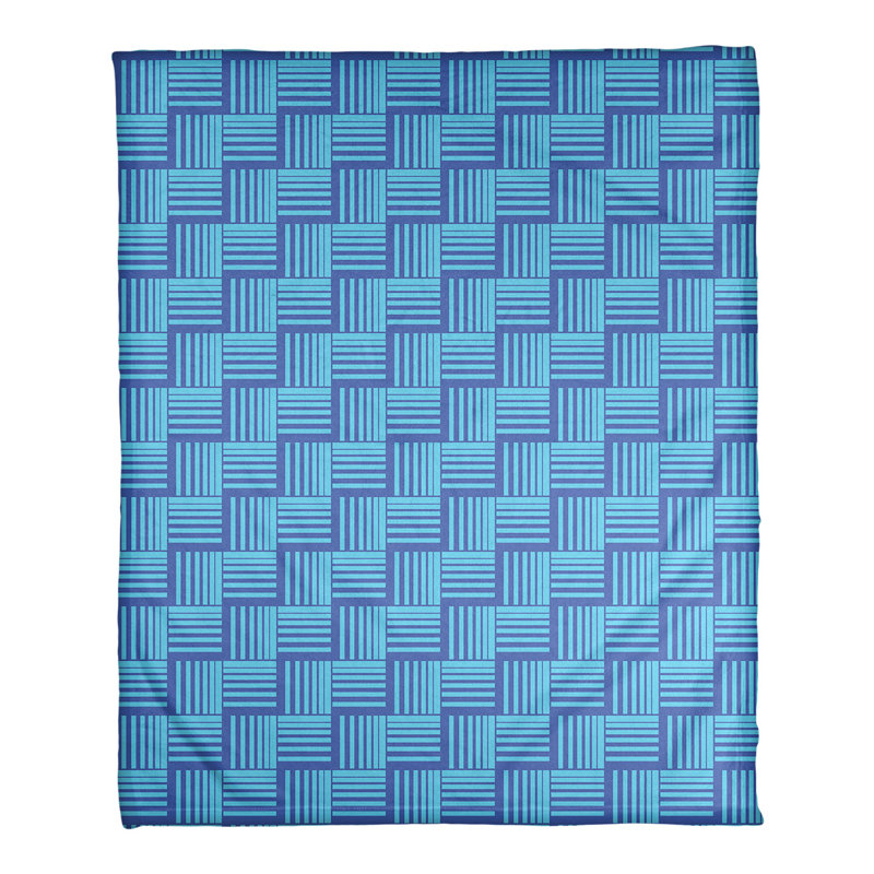 Couverture polaire à rayures classic basketweave, l 50 po x L 60 po, Bleu / bleu sarcelle
