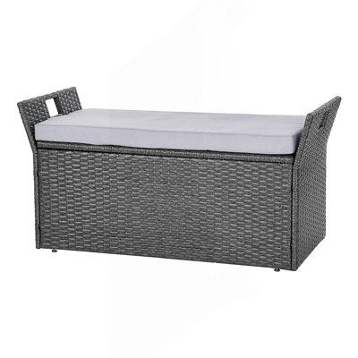 Banc de rangement extérieur, coffre de terrasse en rotin en PE de 40 gallons
