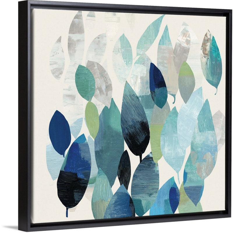 " Leaf Mural I " Painting Print, 18" H x 18" W x 1.75" D, Black Framed
