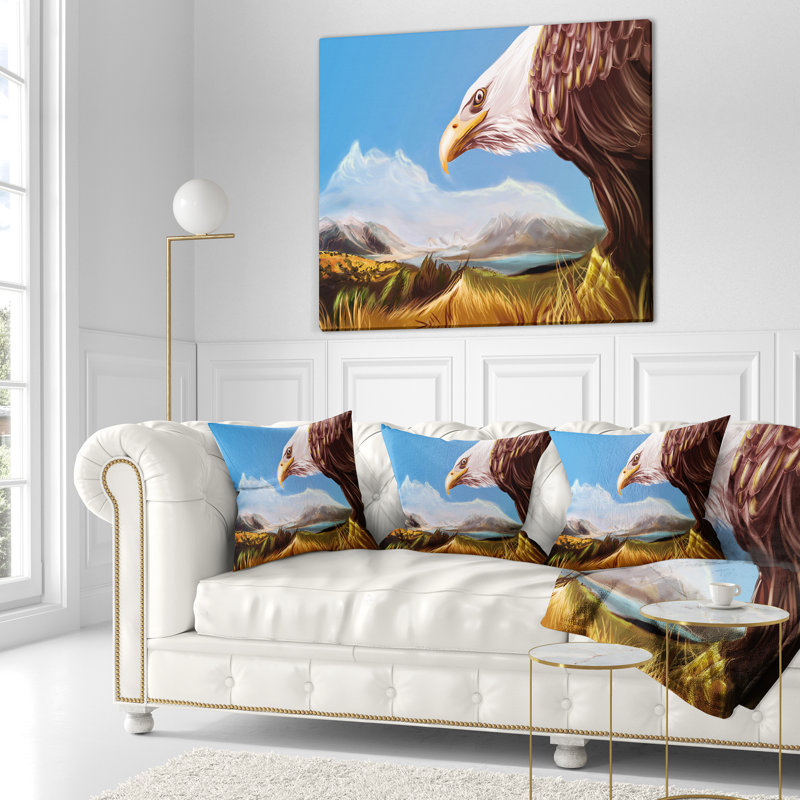 Aigle volant dans le ciel - coussin imprimé animal, 16 po x 1 po, Coussin décoratif