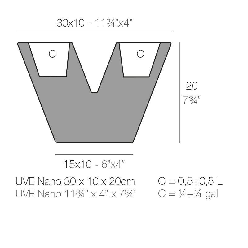 Pot à fleurs en résine Uve, H 7,75 po x l 11,75 po x P 4 po, Acier