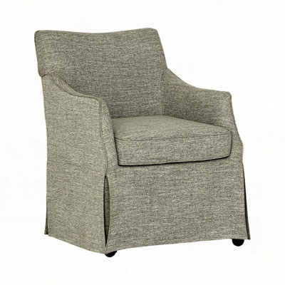 Upholstered Skirted Arm Chair with Hidden Casters