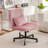 Light Pink Velvet Criss Cross Armless Office Chair with Wheels - Versatile for Home Office, Meditation & Makeup-2136235707