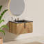 Ensemble de meuble-lavabo mural flottant simple 30 po avec lavabo en céramique intégré noir et armoire à grain de bois à chevrons-480158583-334507403
