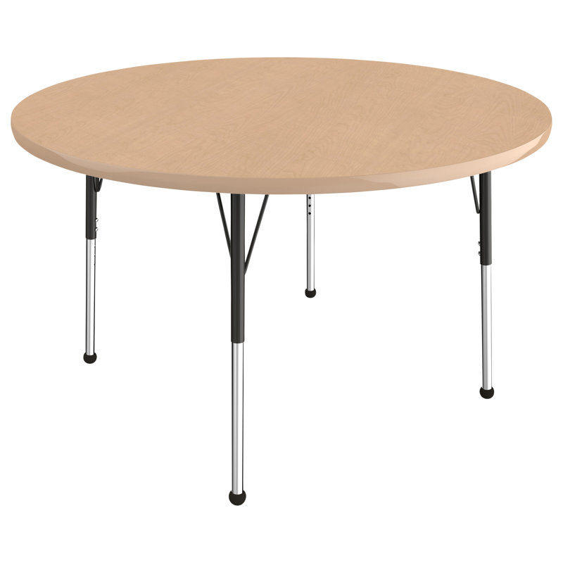 Table ronde à hauteur réglable, 48", Érable / érable, Standard Ball Glide
