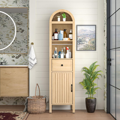 64" Tall Bathroom Storage Cabinet with Adjustable Shelves