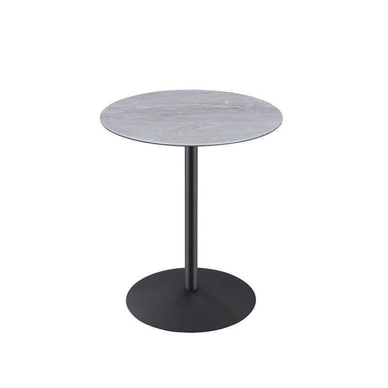 Table de bout l 17,5 po Cirillo avec plateau texturé en marbre gris, Grey, Noir