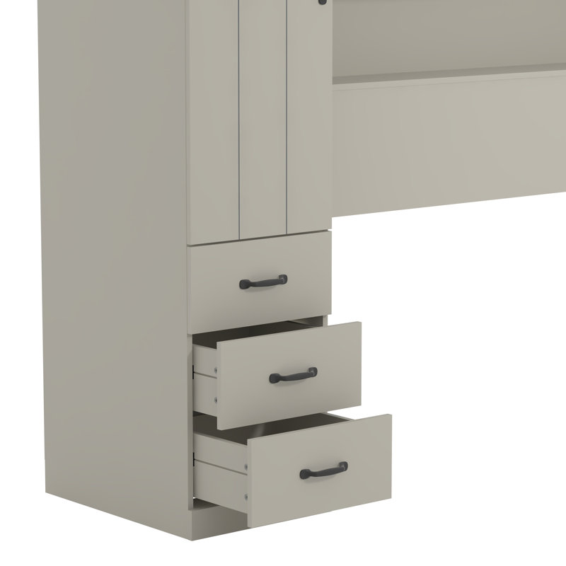 6 Door 6 Drawer Overbed Storage, Light Grey