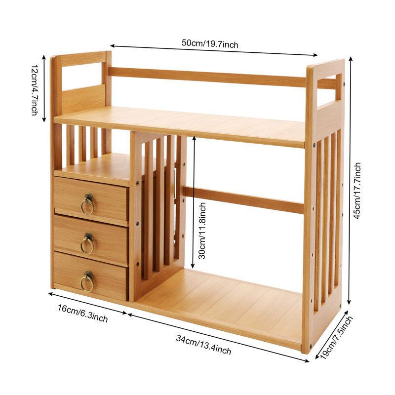 Jahrome Bamboo Desktop Bookshelf Desk Organizer