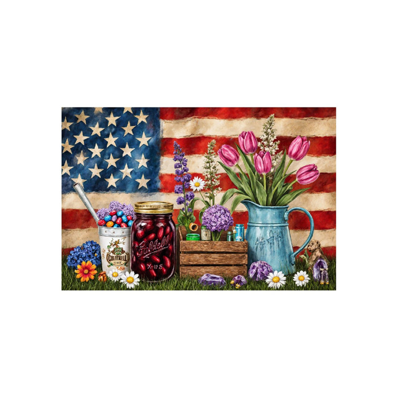 Tapis de bain à motif floral American Country, 36 x 24