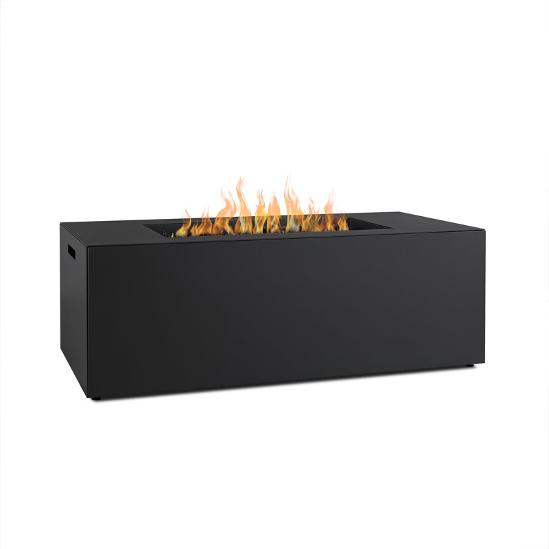 Coden Rectangle Metal Propane Fire Pit Table with Hidden Tank by Jensen Co., Charcoal Gray, 20'' H x 72'' W x 28'' D