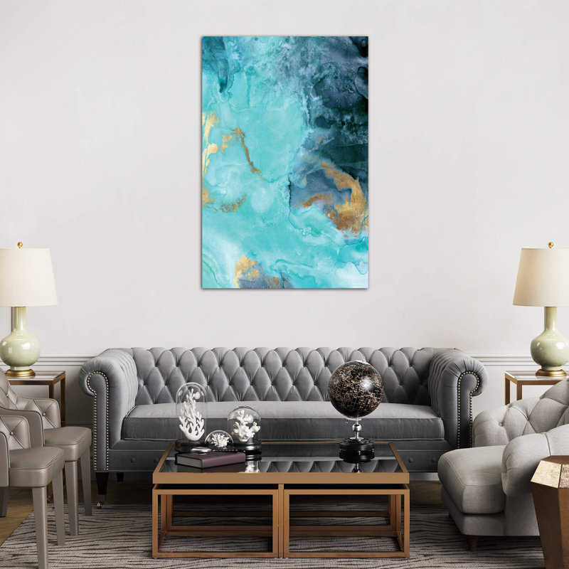 Gold Under The Sea Ii by Eva Watts - Painting on Canvas, No Frame, 66.04 cm H x 45.72 cm W x 3.175 cm D