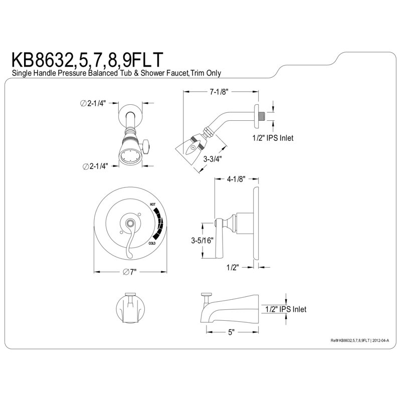 Kingston Brass Royale Single-Handle Pressure Balanced Tub and Shower Faucet, Trim Only, Oil Rubbed Bronze