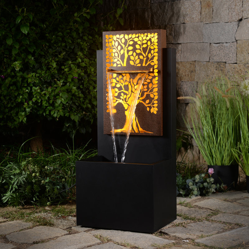 Outdoor Waterfall Fountain with Lights