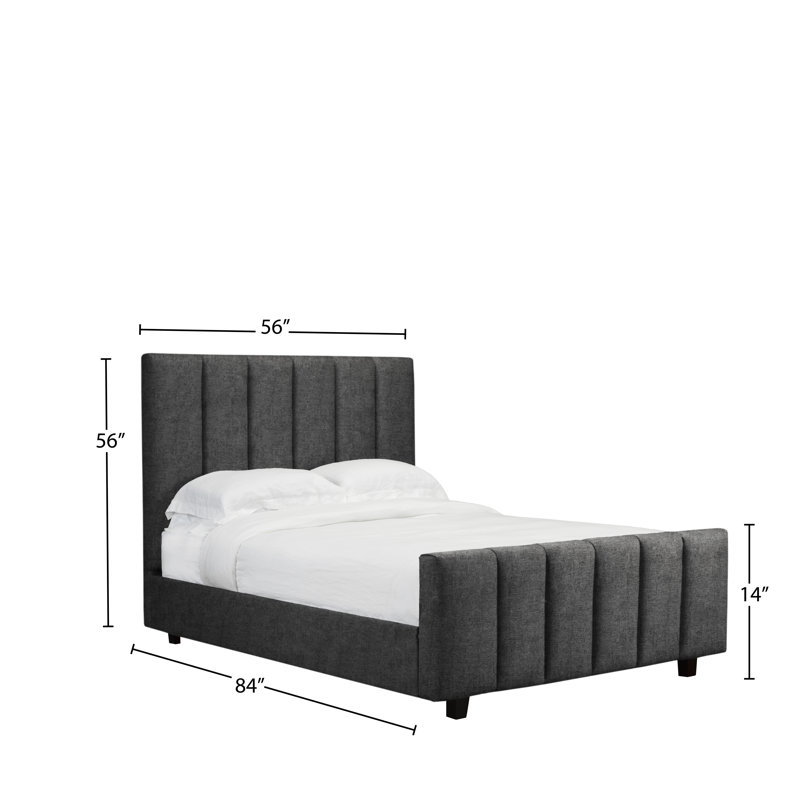Lit plateforme tapissier Havant, Double, Ardoise