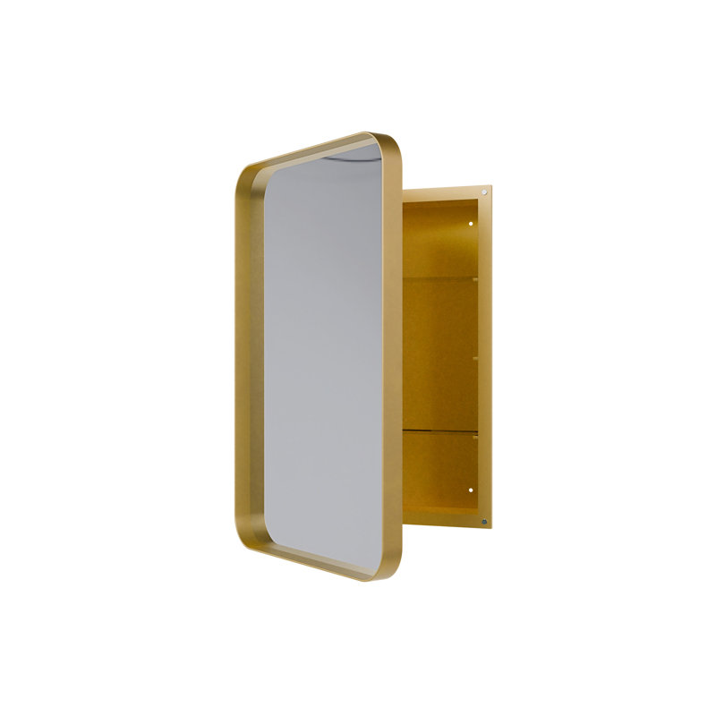 Armoire à pharmacie encastrée en métal 20 po x 30 po avec miroir et tablettes réglables, Doré
