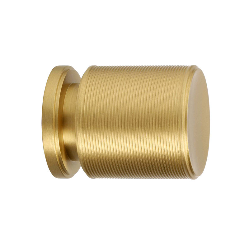 Monaco Cylindrical Knob, 1.26" H x 1.25" W x 1.25" D, Brush Brass/White