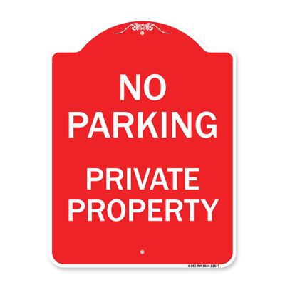 Signmission Designer Series Sign - No Parking Private Property | Green & White 18" X 24" Heavy-Gauge Aluminum Architectural Sign | Protect Your Business & Municipality | Made In The USA