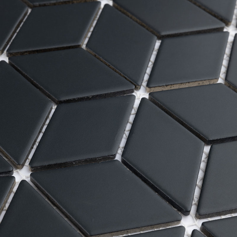 Carreau de mosaïque en porcelaine Hudson, Noir mat