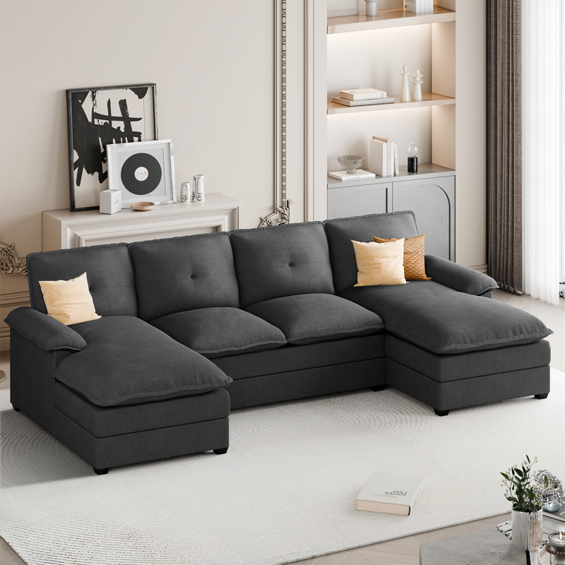 Canapé modulaire 3 pièces Mendham, Noir, noir, noir, noir