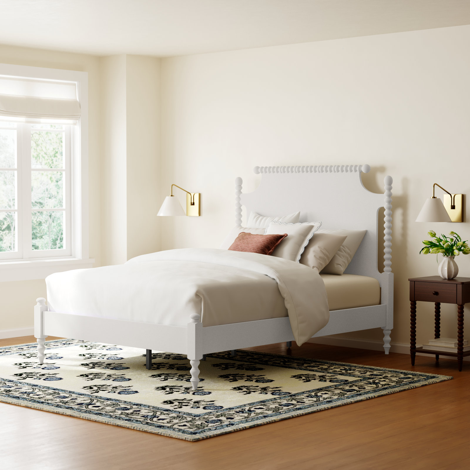 Nadette Spindle Bed, Queen, White