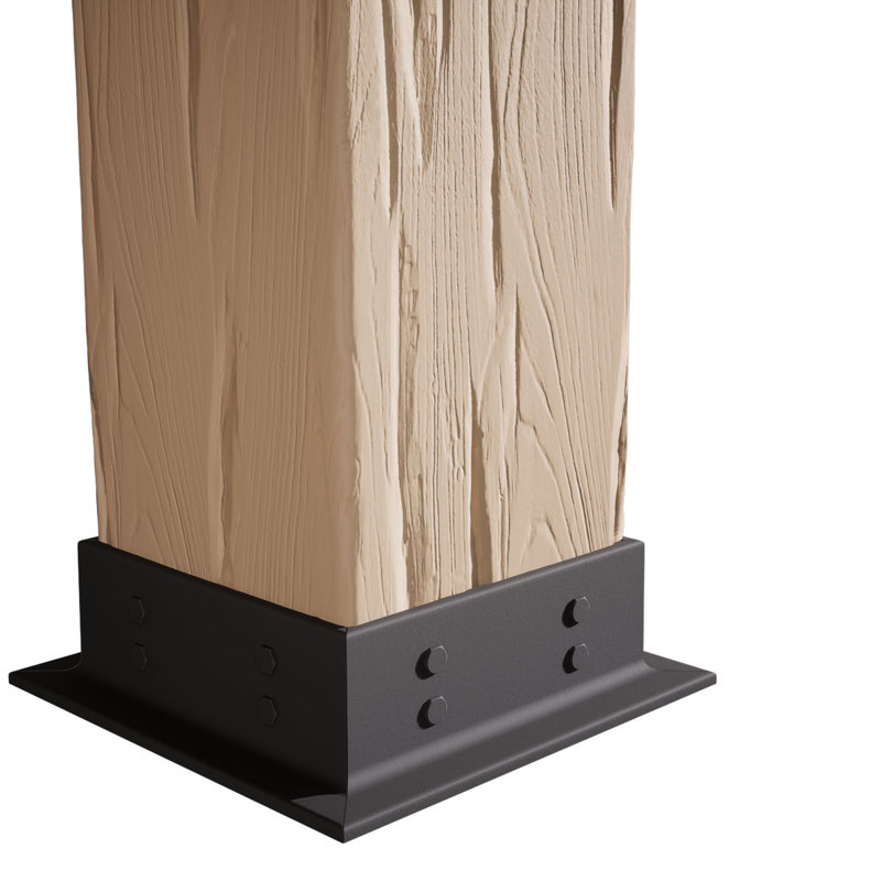 Enveloppe de colonne carrée Timberthane, H 48 po x l 18 po x P 18 po, Base et base en faux fer, Bois de rivière