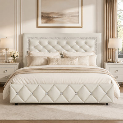 Alber Faux Leather Diamond Tufted Platform Bed - Headboard Included