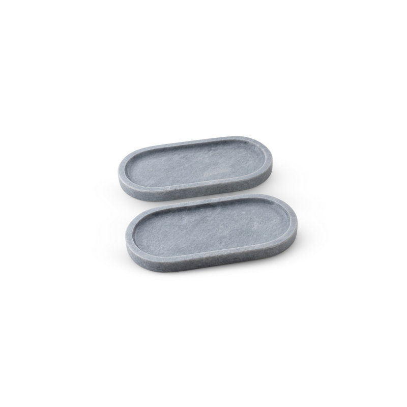 Ensemble de 2 assiettes élégantes en marbre gris Verona (9,8 x 4,7 x 0,8 po) | Marbre 100% naturel, durable et élégant | Parfait pour servir des hors-d'œuvre, des desserts et plus encore | Idéal pour recevoir et décorer la maison