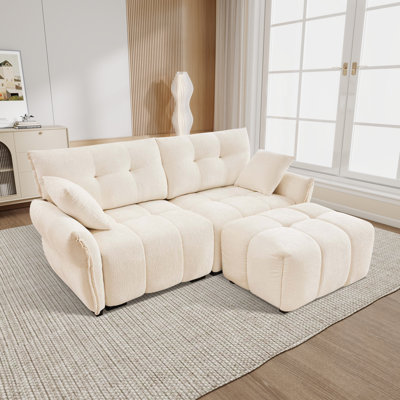Canapé modulaire en chenille 2 places avec repose-pieds Chenille