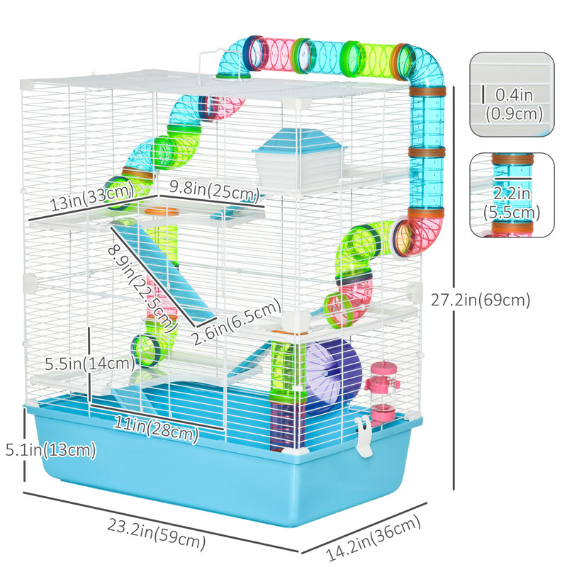 Arje Hamster Cage with Ramp, Blue