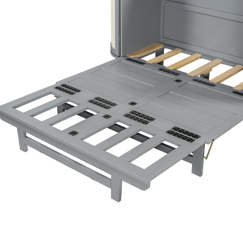 Lit double gris avec compartiment de rangement dissimulé. Matelas pliable pour une utilisation efficace. Ornement sophistiqué. Espaces latéraux intégrés. Et Scratch-. Options de blanc. L 76,4 po x l 108,3 po x H 42 po. Non