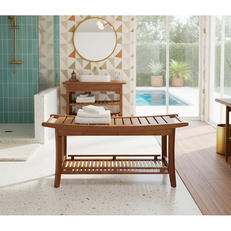 Banc en bois massif Talreja, Caramel