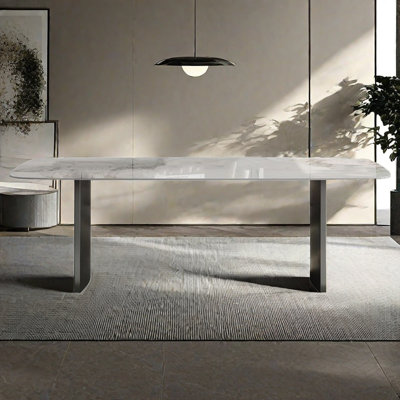 Italian Minimalist Dining Table with Rock Slab