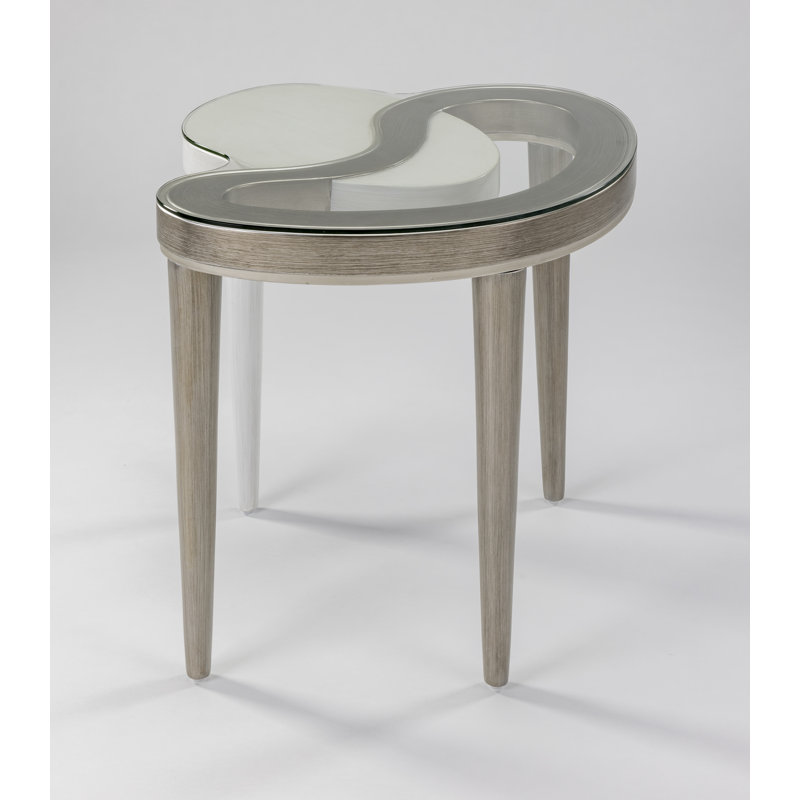 End Table, White/Silver