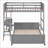 Twin Over Full Pine Wood Bunk Bed with Desk Gray No Box Spring Needed for Small Spaces-314111629-314111628
