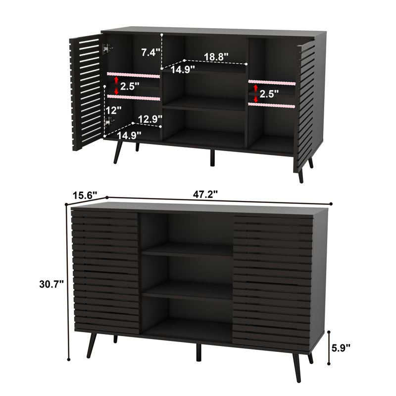 Buffet élégant noir - Solution de rangement polyvalente pour maisons modernes