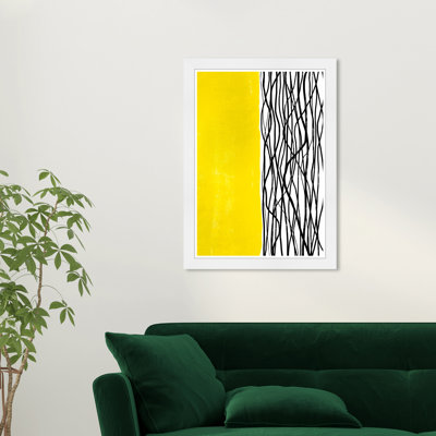 Abstract Yellow Lines Modern Yellow Paper Wall Art Print