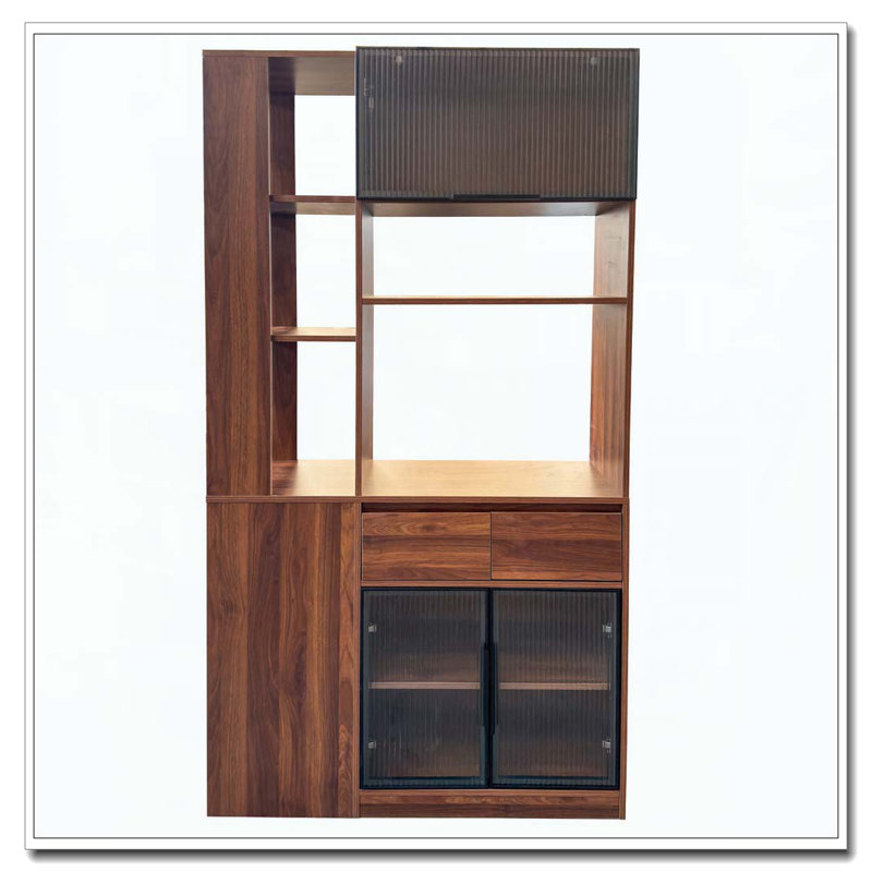 Armoire de rangement en bois, Noyer / noir