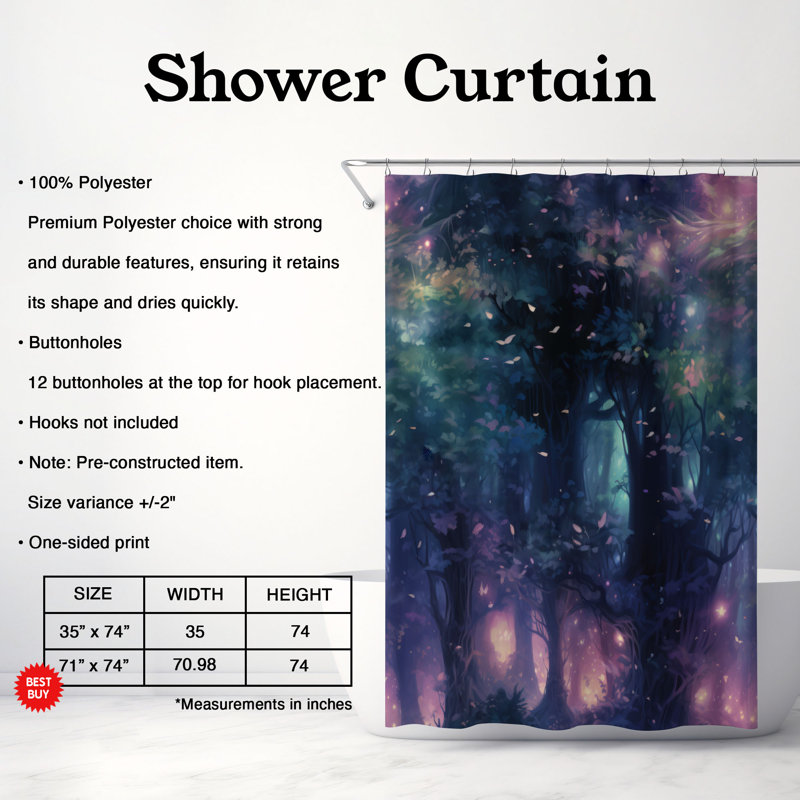 Rideau de douche Forest Haven, H 74 po x l 71 po