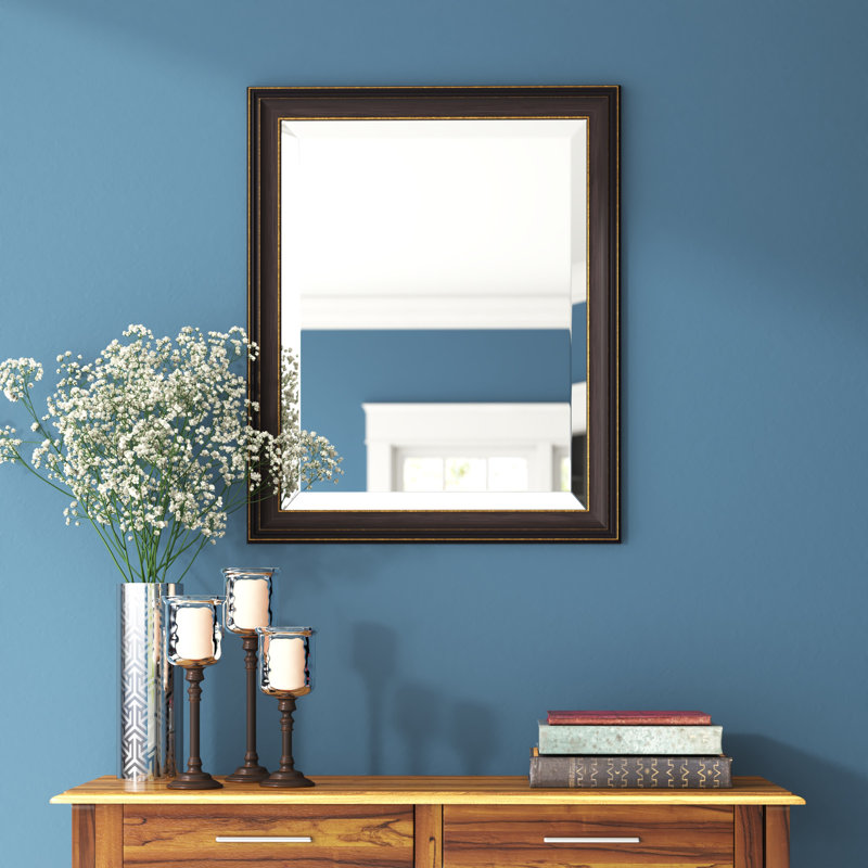 Miroir de salle de bain mural biseauté Reshard Ridge, Bronze huilé, 27 po x 33 po