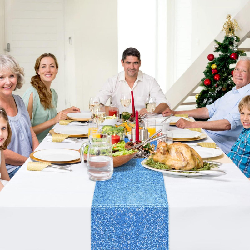 Bula Runner PET Sequins Table Runner - Set of 6, Blue